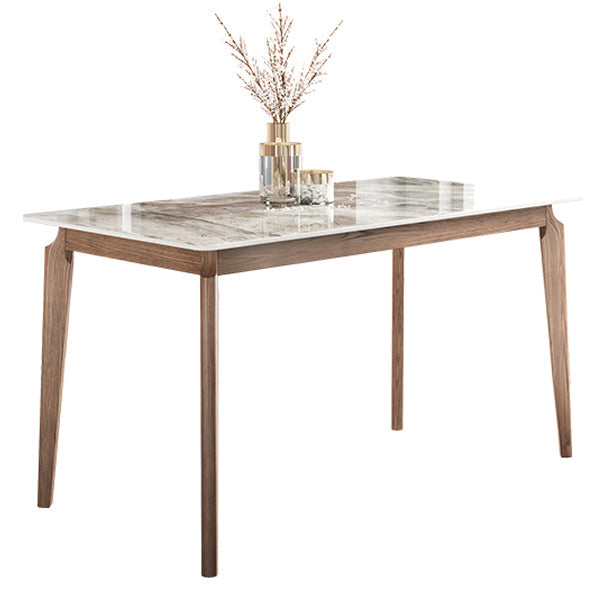 Rectangle Mid-Century Modern Dining Table Sintered Stone Table with 4 Solid Wood Legs Gray Without Chairs Clearhalo ' dining_table' 'Dining Tables & Seating' 'Dining Tables' 'furn' 'furn_dining_table' 'Furniture' 'furniture_dining_table' 'Kitchen & Dining Furniture' 'kitchen&dining_furn' 'kitchen' 'kitchen_dining_table' 4156717