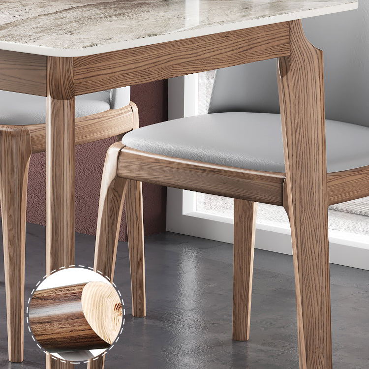 Rectangle Mid-Century Modern Dining Table Sintered Stone Table with 4 Solid Wood Legs Clearhalo ' dining_table' 'Dining Tables & Seating' 'Dining Tables' 'furn' 'furn_dining_table' 'Furniture' 'furniture_dining_table' 'Kitchen & Dining Furniture' 'kitchen&dining_furn' 'kitchen' 'kitchen_dining_table' 4156718