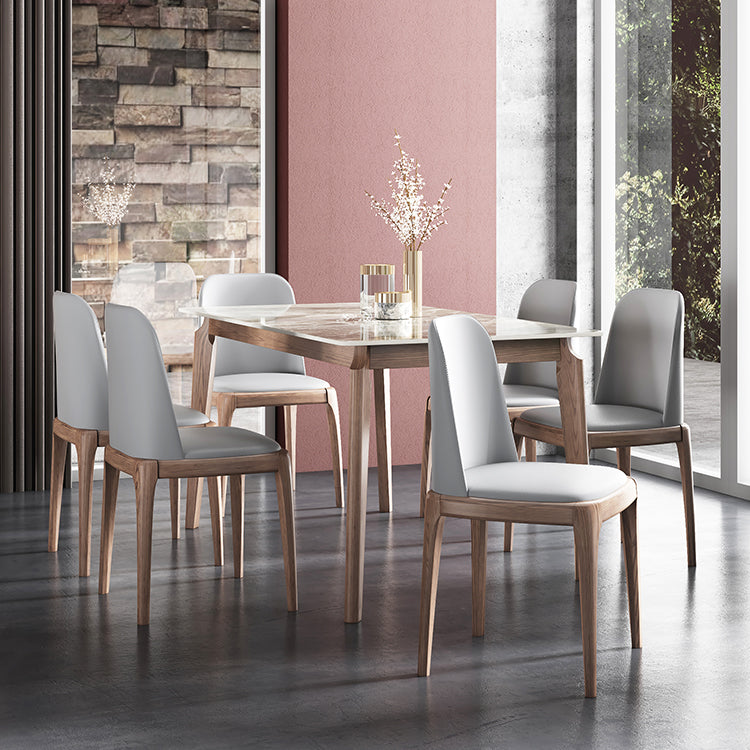 Rectangle Mid-Century Modern Dining Table Sintered Stone Table with 4 Solid Wood Legs Clearhalo ' dining_table' 'Dining Tables & Seating' 'Dining Tables' 'furn' 'furn_dining_table' 'Furniture' 'furniture_dining_table' 'Kitchen & Dining Furniture' 'kitchen&dining_furn' 'kitchen' 'kitchen_dining_table' 4156723