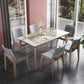 Rectangle Mid-Century Modern Dining Table Sintered Stone Table with 4 Solid Wood Legs Clearhalo ' dining_table' 'Dining Tables & Seating' 'Dining Tables' 'furn' 'furn_dining_table' 'Furniture' 'furniture_dining_table' 'Kitchen & Dining Furniture' 'kitchen&dining_furn' 'kitchen' 'kitchen_dining_table' 4156726