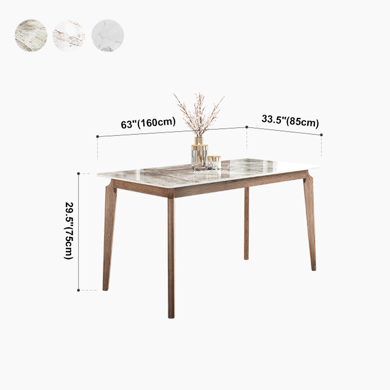 Rectangle Mid-Century Modern Dining Table Sintered Stone Table with 4 Solid Wood Legs Clearhalo ' dining_table' 'Dining Tables & Seating' 'Dining Tables' 'furn' 'furn_dining_table' 'Furniture' 'furniture_dining_table' 'Kitchen & Dining Furniture' 'kitchen&dining_furn' 'kitchen' 'kitchen_dining_table' 4156731