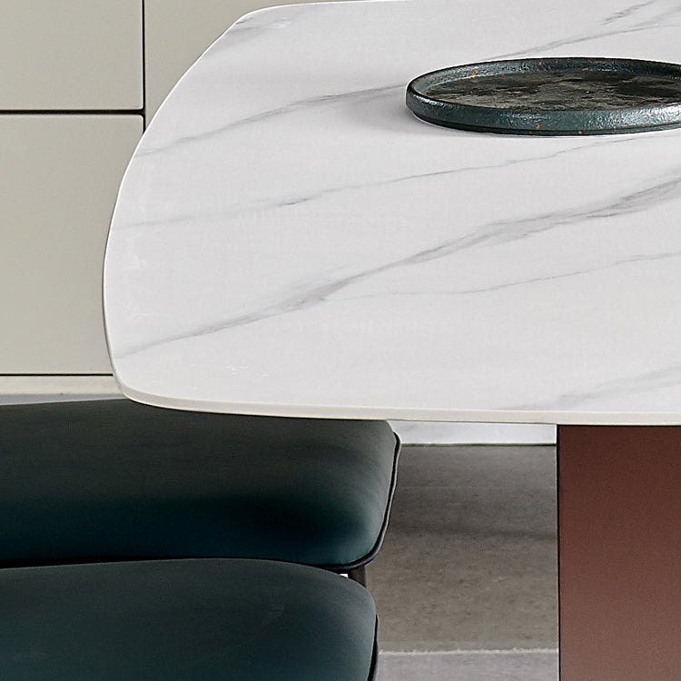 Traditional Luxury Dining Table White Rectangle Sintered Stone Table with Rose Gold Frame Clearhalo ' dining_table' 'Dining Tables & Seating' 'Dining Tables' 'furn' 'furn_dining_table' 'Furniture' 'furniture_dining_table' 'Kitchen & Dining Furniture' 'kitchen&dining_furn' 'kitchen' 'kitchen_dining_table' 4156756
