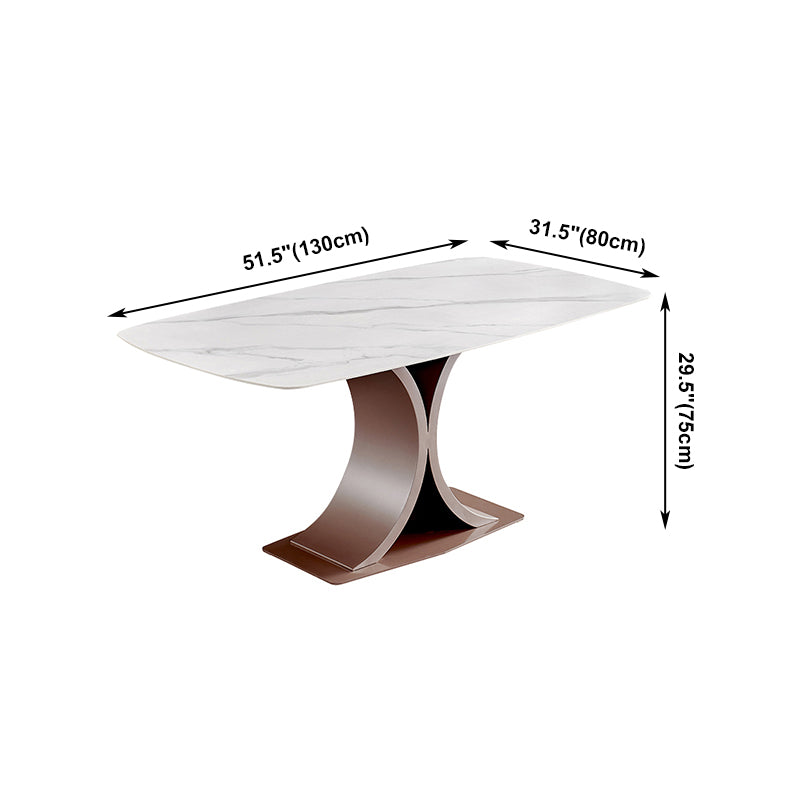 Traditional Luxury Dining Table White Rectangle Sintered Stone Table with Rose Gold Frame Clearhalo ' dining_table' 'Dining Tables & Seating' 'Dining Tables' 'furn' 'furn_dining_table' 'Furniture' 'furniture_dining_table' 'Kitchen & Dining Furniture' 'kitchen&dining_furn' 'kitchen' 'kitchen_dining_table' 4156758