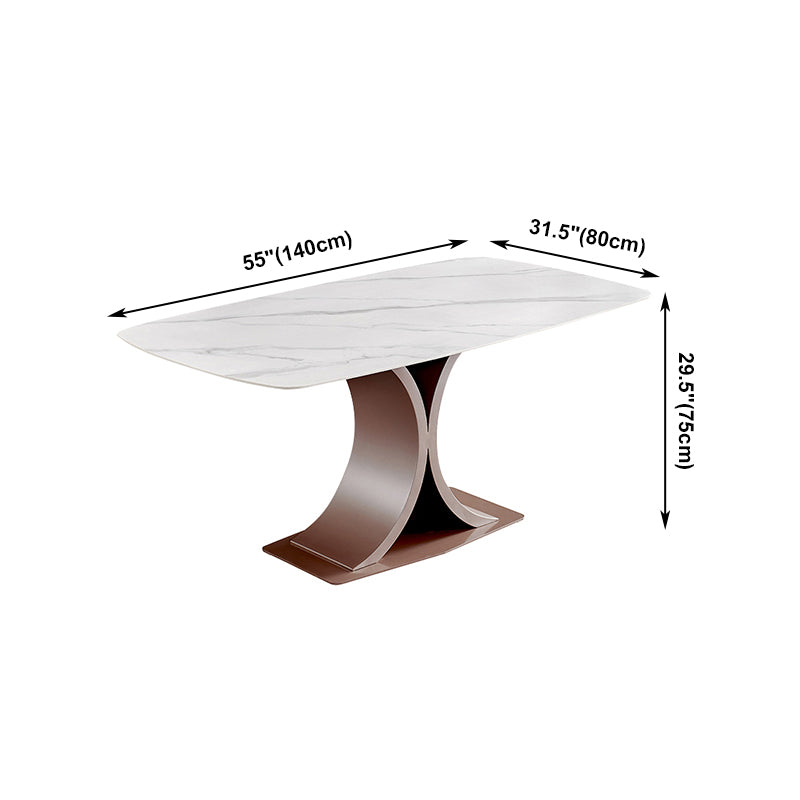 Traditional Luxury Dining Table White Rectangle Sintered Stone Table with Rose Gold Frame Clearhalo ' dining_table' 'Dining Tables & Seating' 'Dining Tables' 'furn' 'furn_dining_table' 'Furniture' 'furniture_dining_table' 'Kitchen & Dining Furniture' 'kitchen&dining_furn' 'kitchen' 'kitchen_dining_table' 4156759