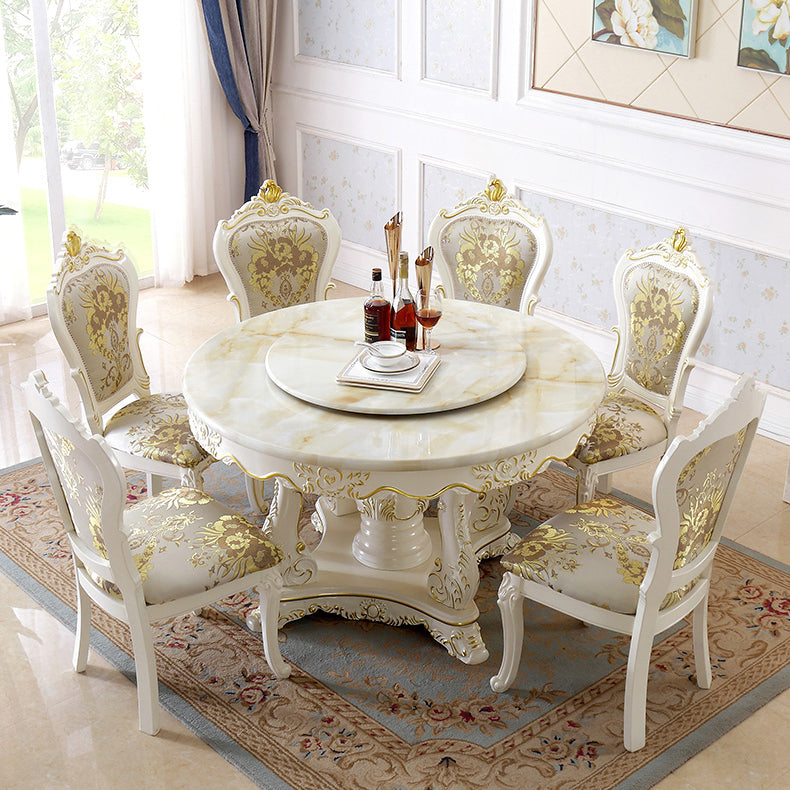 Victorian Style Round Dining Table Rubberwood Solid Wood Pedestal Table for Dining Room Clearhalo ' dining_table' 'Dining Tables & Seating' 'Dining Tables' 'furn' 'furn_dining_table' 'Furniture' 'furniture_dining_table' 'Kitchen & Dining Furniture' 'kitchen&dining_furn' 'kitchen' 'kitchen_dining_table' 4156762