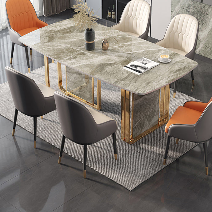 Traditional Luxury Dining Table Rectangle Sintered Stone Double Pedestal Table Gray Without Chairs Clearhalo ' dining_table' 'Dining Tables & Seating' 'Dining Tables' 'furn' 'furn_dining_table' 'Furniture' 'furniture_dining_table' 'Kitchen & Dining Furniture' 'kitchen&dining_furn' 'kitchen' 'kitchen_dining_table' 4156776