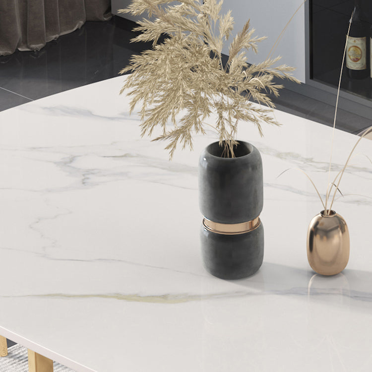 Traditional Luxury Dining Table Rectangle Sintered Stone Double Pedestal Table Clearhalo ' dining_table' 'Dining Tables & Seating' 'Dining Tables' 'furn' 'furn_dining_table' 'Furniture' 'furniture_dining_table' 'Kitchen & Dining Furniture' 'kitchen&dining_furn' 'kitchen' 'kitchen_dining_table' 4156781