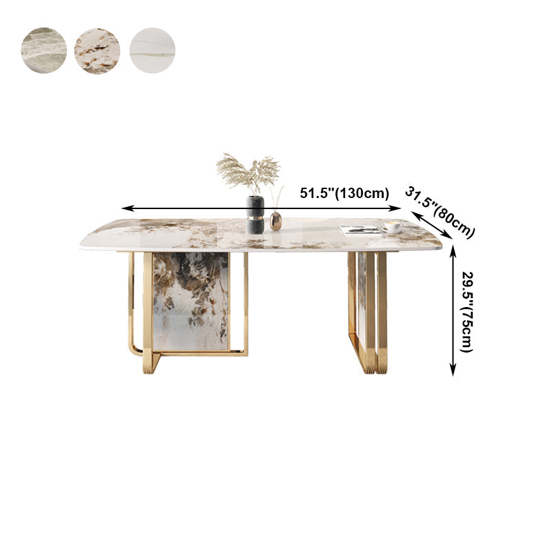 Traditional Luxury Dining Table Rectangle Sintered Stone Double Pedestal Table Clearhalo ' dining_table' 'Dining Tables & Seating' 'Dining Tables' 'furn' 'furn_dining_table' 'Furniture' 'furniture_dining_table' 'Kitchen & Dining Furniture' 'kitchen&dining_furn' 'kitchen' 'kitchen_dining_table' 4156784