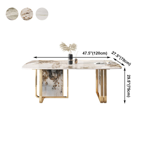 Traditional Luxury Dining Table Rectangle Sintered Stone Double Pedestal Table Clearhalo ' dining_table' 'Dining Tables & Seating' 'Dining Tables' 'furn' 'furn_dining_table' 'Furniture' 'furniture_dining_table' 'Kitchen & Dining Furniture' 'kitchen&dining_furn' 'kitchen' 'kitchen_dining_table' 4156785