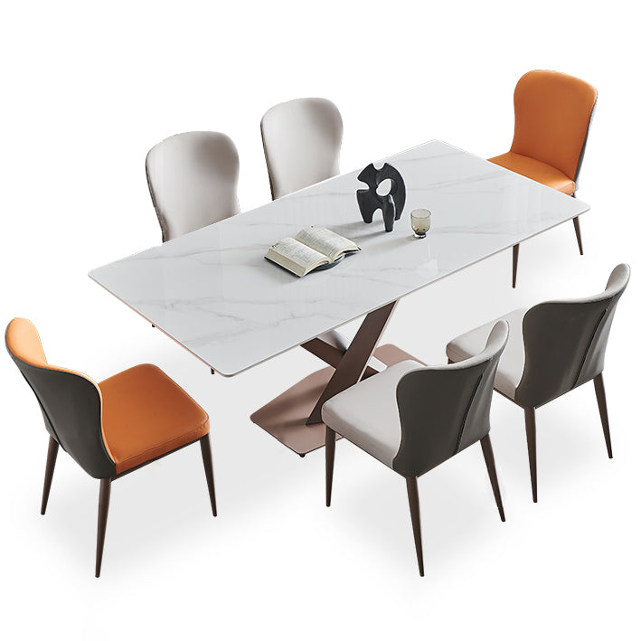 Traditional Luxury Dining Table White Sintered Stone Table with Rose Gold Frame Clearhalo ' dining_table' 'Dining Tables & Seating' 'Dining Tables' 'furn' 'furn_dining_table' 'Furniture' 'furniture_dining_table' 'Kitchen & Dining Furniture' 'kitchen&dining_furn' 'kitchen' 'kitchen_dining_table' 4156798