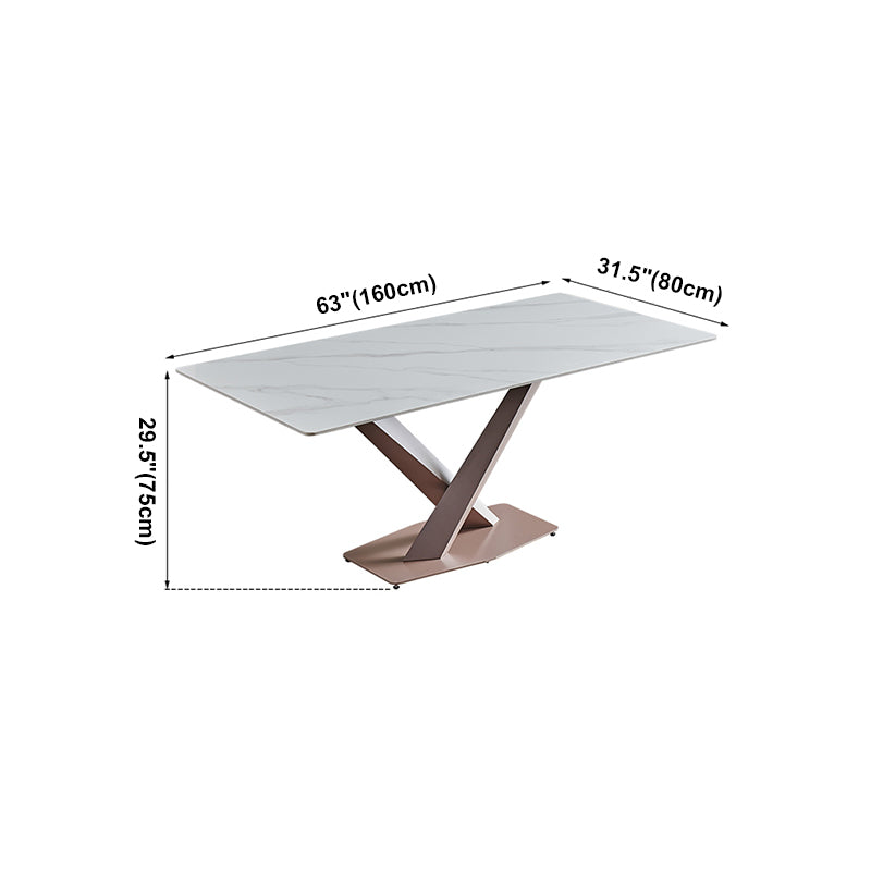 Traditional Luxury Dining Table White Sintered Stone Table with Rose Gold Frame Clearhalo ' dining_table' 'Dining Tables & Seating' 'Dining Tables' 'furn' 'furn_dining_table' 'Furniture' 'furniture_dining_table' 'Kitchen & Dining Furniture' 'kitchen&dining_furn' 'kitchen' 'kitchen_dining_table' 4156803