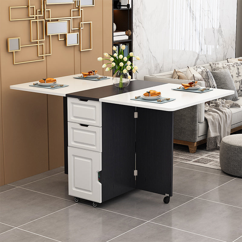 Solid Wood Mid-Century Rectangle Table Wooden Top Table with Drop Leaf Clearhalo ' dining_table' 'Dining Tables & Seating' 'Dining Tables' 'furn' 'furn_dining_table' 'Furniture' 'furniture_dining_table' 'Kitchen & Dining Furniture' 'kitchen&dining_furn' 'kitchen' 'kitchen_dining_table' 4156805