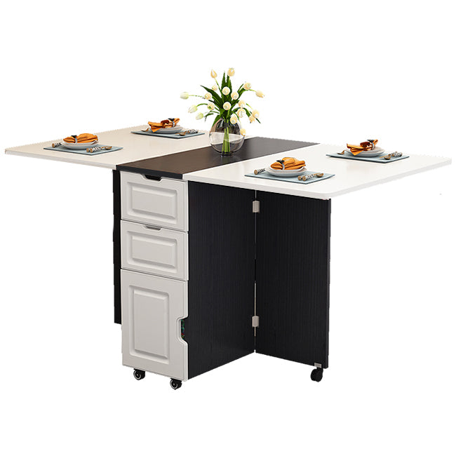 Solid Wood Mid-Century Rectangle Table Wooden Top Table with Drop Leaf Black White Without Chairs Clearhalo ' dining_table' 'Dining Tables & Seating' 'Dining Tables' 'furn' 'furn_dining_table' 'Furniture' 'furniture_dining_table' 'Kitchen & Dining Furniture' 'kitchen&dining_furn' 'kitchen' 'kitchen_dining_table' 4156807