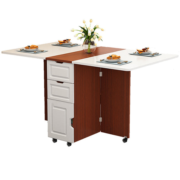 Solid Wood Mid-Century Rectangle Table Wooden Top Table with Drop Leaf Red-White Without Chairs Clearhalo ' dining_table' 'Dining Tables & Seating' 'Dining Tables' 'furn' 'furn_dining_table' 'Furniture' 'furniture_dining_table' 'Kitchen & Dining Furniture' 'kitchen&dining_furn' 'kitchen' 'kitchen_dining_table' 4156809
