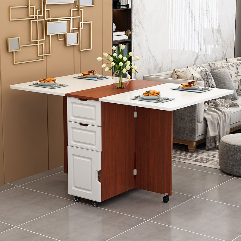 Solid Wood Mid-Century Rectangle Table Wooden Top Table with Drop Leaf Clearhalo ' dining_table' 'Dining Tables & Seating' 'Dining Tables' 'furn' 'furn_dining_table' 'Furniture' 'furniture_dining_table' 'Kitchen & Dining Furniture' 'kitchen&dining_furn' 'kitchen' 'kitchen_dining_table' 4156810