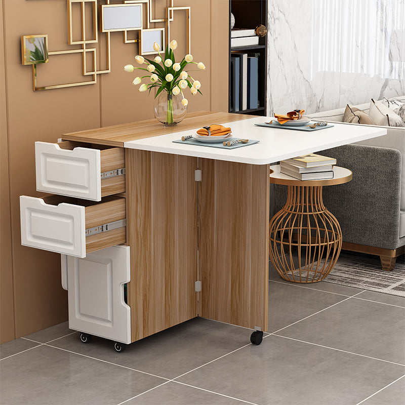 Solid Wood Mid-Century Rectangle Table Wooden Top Table with Drop Leaf Clearhalo ' dining_table' 'Dining Tables & Seating' 'Dining Tables' 'furn' 'furn_dining_table' 'Furniture' 'furniture_dining_table' 'Kitchen & Dining Furniture' 'kitchen&dining_furn' 'kitchen' 'kitchen_dining_table' 4156811