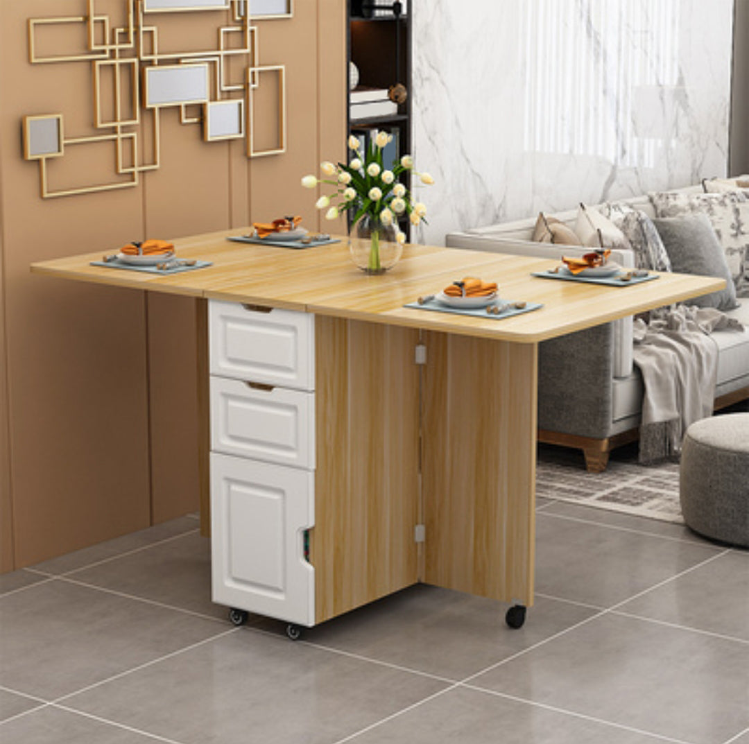 Solid Wood Mid-Century Rectangle Table Wooden Top Table with Drop Leaf White-Wood 47.2"L x 23.6"W x 29.5"H Without Chairs Clearhalo ' dining_table' 'Dining Tables & Seating' 'Dining Tables' 'furn' 'furn_dining_table' 'Furniture' 'furniture_dining_table' 'Kitchen & Dining Furniture' 'kitchen&dining_furn' 'kitchen' 'kitchen_dining_table' 4156820