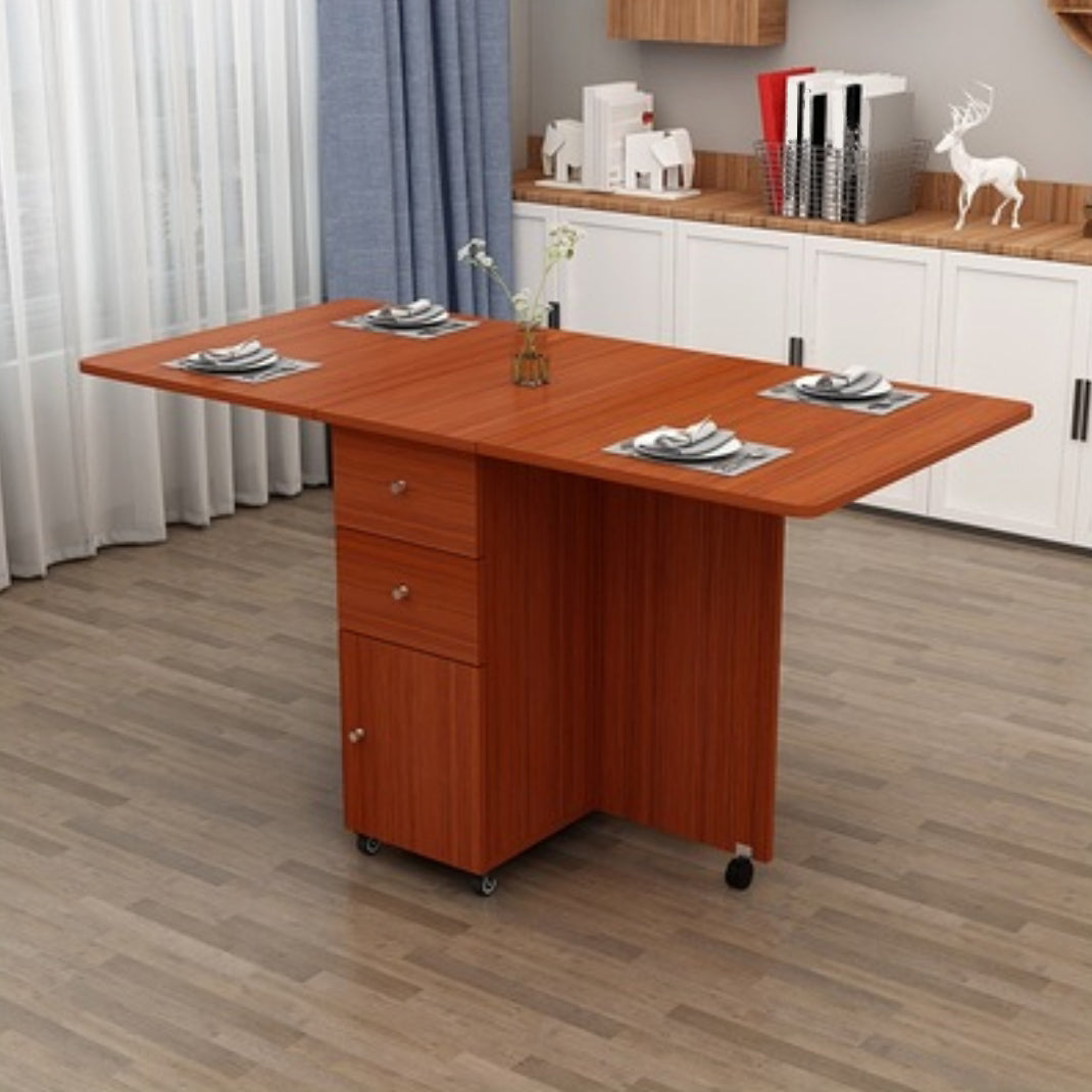 Solid Wood Mid-Century Rectangle Table Wooden Top Table with Drop Leaf Red Without Chairs Clearhalo ' dining_table' 'Dining Tables & Seating' 'Dining Tables' 'furn' 'furn_dining_table' 'Furniture' 'furniture_dining_table' 'Kitchen & Dining Furniture' 'kitchen&dining_furn' 'kitchen' 'kitchen_dining_table' 4156821
