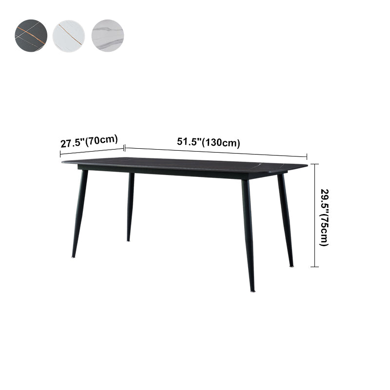 Modern Style Dining Table Rectangle Sintered Stone 4 Legs Table with Black Frame Clearhalo ' dining_table' 'Dining Tables & Seating' 'Dining Tables' 'furn' 'furn_dining_table' 'Furniture' 'furniture_dining_table' 'Kitchen & Dining Furniture' 'kitchen&dining_furn' 'kitchen' 'kitchen_dining_table' 4156839
