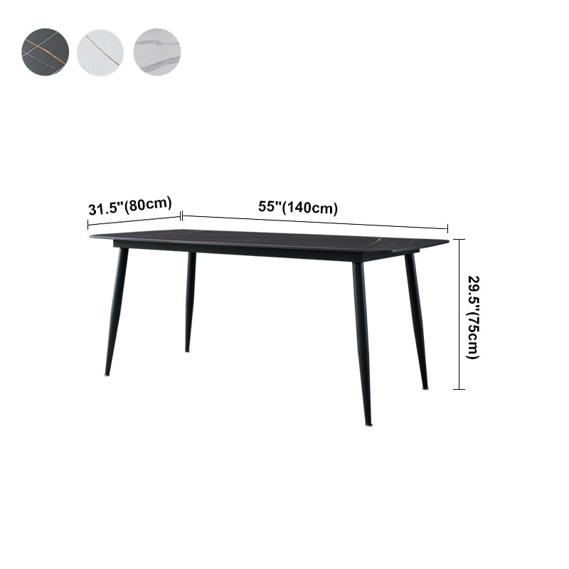 Modern Style Dining Table Rectangle Sintered Stone 4 Legs Table with Black Frame Clearhalo ' dining_table' 'Dining Tables & Seating' 'Dining Tables' 'furn' 'furn_dining_table' 'Furniture' 'furniture_dining_table' 'Kitchen & Dining Furniture' 'kitchen&dining_furn' 'kitchen' 'kitchen_dining_table' 4156840