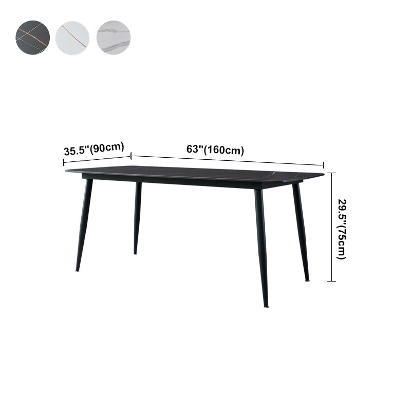 Modern Style Dining Table Rectangle Sintered Stone 4 Legs Table with Black Frame Clearhalo ' dining_table' 'Dining Tables & Seating' 'Dining Tables' 'furn' 'furn_dining_table' 'Furniture' 'furniture_dining_table' 'Kitchen & Dining Furniture' 'kitchen&dining_furn' 'kitchen' 'kitchen_dining_table' 4156842