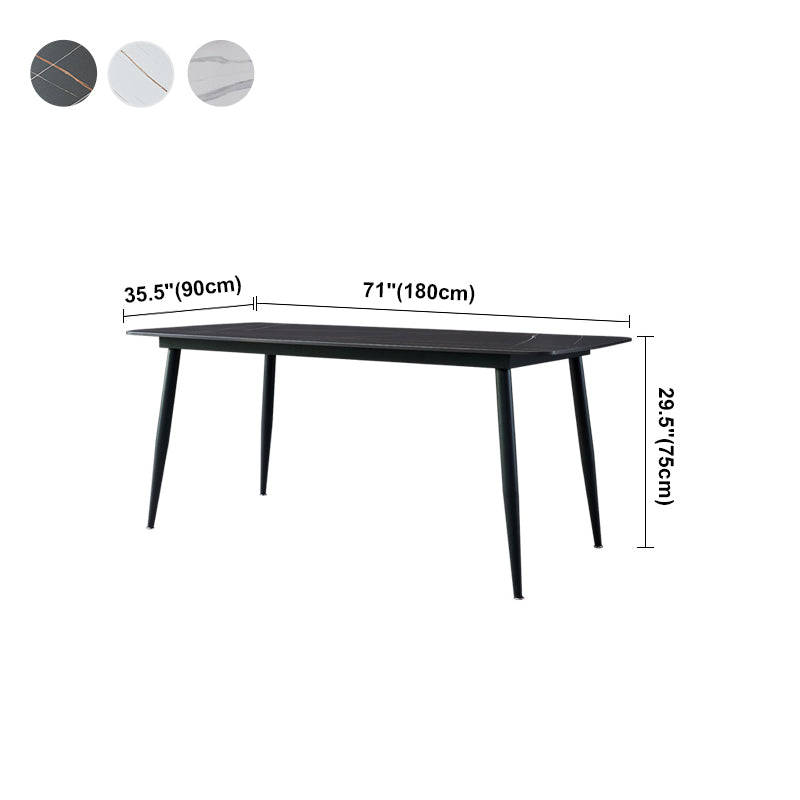 Modern Style Dining Table Rectangle Sintered Stone 4 Legs Table with Black Frame Clearhalo ' dining_table' 'Dining Tables & Seating' 'Dining Tables' 'furn' 'furn_dining_table' 'Furniture' 'furniture_dining_table' 'Kitchen & Dining Furniture' 'kitchen&dining_furn' 'kitchen' 'kitchen_dining_table' 4156843