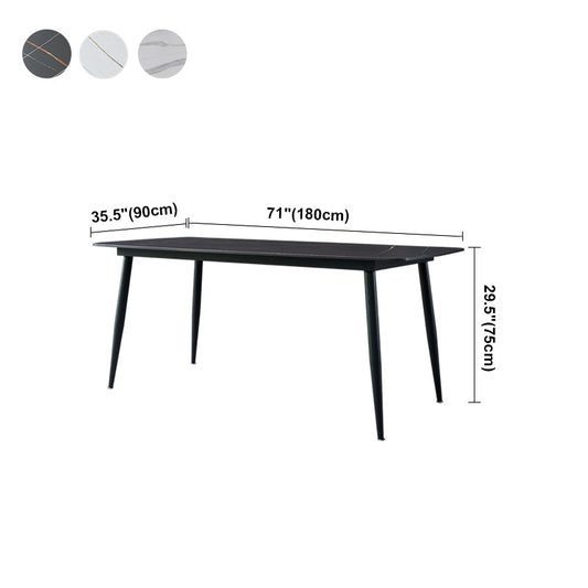 Modern Style Dining Table Rectangle Sintered Stone 4 Legs Table with Black Frame