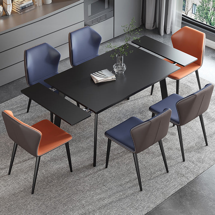 Industrial Rectangle Shape Table Black Sintered Stone Dining Table with 4 Legs Base Clearhalo ' dining_table' 'Dining Tables & Seating' 'Dining Tables' 'furn' 'furn_dining_table' 'Furniture' 'furniture_dining_table' 'Kitchen & Dining Furniture' 'kitchen&dining_furn' 'kitchen' 'kitchen_dining_table' 4156877