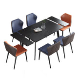 Industrial Rectangle Shape Table Black Sintered Stone Dining Table with 4 Legs Base Clearhalo ' dining_table' 'Dining Tables & Seating' 'Dining Tables' 'furn' 'furn_dining_table' 'Furniture' 'furniture_dining_table' 'Kitchen & Dining Furniture' 'kitchen&dining_furn' 'kitchen' 'kitchen_dining_table' 4156880