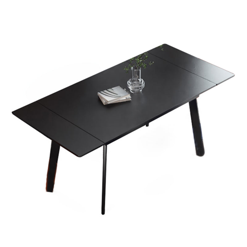 Industrial Rectangle Shape Table Black Sintered Stone Dining Table with 4 Legs Base Without Chairs Clearhalo ' dining_table' 'Dining Tables & Seating' 'Dining Tables' 'furn' 'furn_dining_table' 'Furniture' 'furniture_dining_table' 'Kitchen & Dining Furniture' 'kitchen&dining_furn' 'kitchen' 'kitchen_dining_table' 4156881