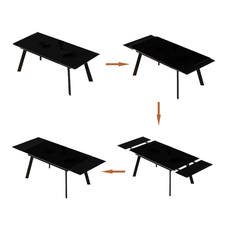 Industrial Rectangle Shape Table Black Sintered Stone Dining Table with 4 Legs Base Clearhalo ' dining_table' 'Dining Tables & Seating' 'Dining Tables' 'furn' 'furn_dining_table' 'Furniture' 'furniture_dining_table' 'Kitchen & Dining Furniture' 'kitchen&dining_furn' 'kitchen' 'kitchen_dining_table' 4156882