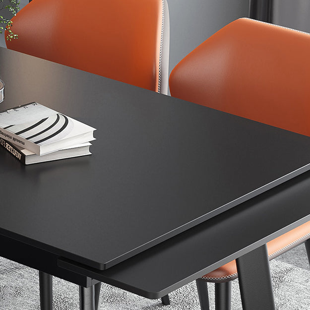 Industrial Rectangle Shape Table Black Sintered Stone Dining Table with 4 Legs Base Clearhalo ' dining_table' 'Dining Tables & Seating' 'Dining Tables' 'furn' 'furn_dining_table' 'Furniture' 'furniture_dining_table' 'Kitchen & Dining Furniture' 'kitchen&dining_furn' 'kitchen' 'kitchen_dining_table' 4156883