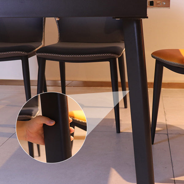 Industrial Rectangle Shape Table Black Sintered Stone Dining Table with 4 Legs Base Clearhalo ' dining_table' 'Dining Tables & Seating' 'Dining Tables' 'furn' 'furn_dining_table' 'Furniture' 'furniture_dining_table' 'Kitchen & Dining Furniture' 'kitchen&dining_furn' 'kitchen' 'kitchen_dining_table' 4156885