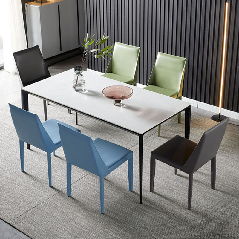 Modern Style Leather Dining Chairs Armless Solid Back Side Chairs for Kitchen Clearhalo ' kitchen&dining_furn' 'Dining Chairs' 'Dining Tables & Seating' 'dining_chair' 'furn' 'furn_dining_chair' 'Furniture' 'furniture_dining_chair' 'Kitchen & Dining Furniture' 'kitchen' 4156890