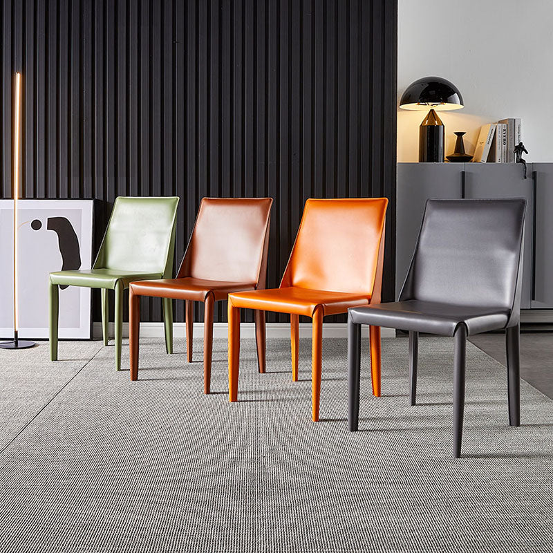 Modern Style Leather Dining Chairs Armless Solid Back Side Chairs for Kitchen Clearhalo ' kitchen&dining_furn' 'Dining Chairs' 'Dining Tables & Seating' 'dining_chair' 'furn' 'furn_dining_chair' 'Furniture' 'furniture_dining_chair' 'Kitchen & Dining Furniture' 'kitchen' 4156892