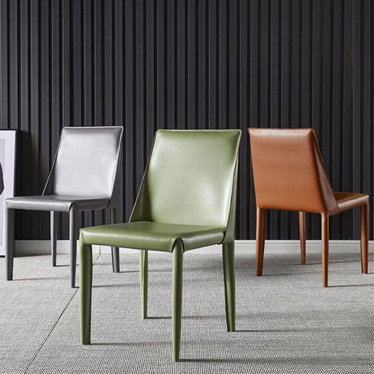 Modern Style Leather Dining Chairs Armless Solid Back Side Chairs for Kitchen Clearhalo ' kitchen&dining_furn' 'Dining Chairs' 'Dining Tables & Seating' 'dining_chair' 'furn' 'furn_dining_chair' 'Furniture' 'furniture_dining_chair' 'Kitchen & Dining Furniture' 'kitchen' 4156894