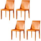 Modern Style Leather Dining Chairs Armless Solid Back Side Chairs for Kitchen Orange 4 Piece Set Clearhalo ' kitchen&dining_furn' 'Dining Chairs' 'Dining Tables & Seating' 'dining_chair' 'furn' 'furn_dining_chair' 'Furniture' 'furniture_dining_chair' 'Kitchen & Dining Furniture' 'kitchen' 4156899