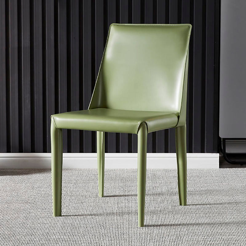 Modern Style Leather Dining Chairs Armless Solid Back Side Chairs for Kitchen Green 1 Piece Clearhalo ' kitchen&dining_furn' 'Dining Chairs' 'Dining Tables & Seating' 'dining_chair' 'furn' 'furn_dining_chair' 'Furniture' 'furniture_dining_chair' 'Kitchen & Dining Furniture' 'kitchen' 4156900