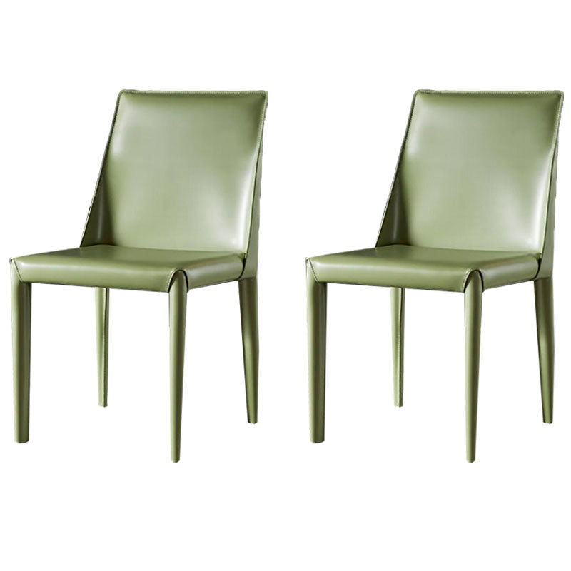 Modern Style Leather Dining Chairs Armless Solid Back Side Chairs for Kitchen Green 2 Piece Set Clearhalo ' kitchen&dining_furn' 'Dining Chairs' 'Dining Tables & Seating' 'dining_chair' 'furn' 'furn_dining_chair' 'Furniture' 'furniture_dining_chair' 'Kitchen & Dining Furniture' 'kitchen' 4156903