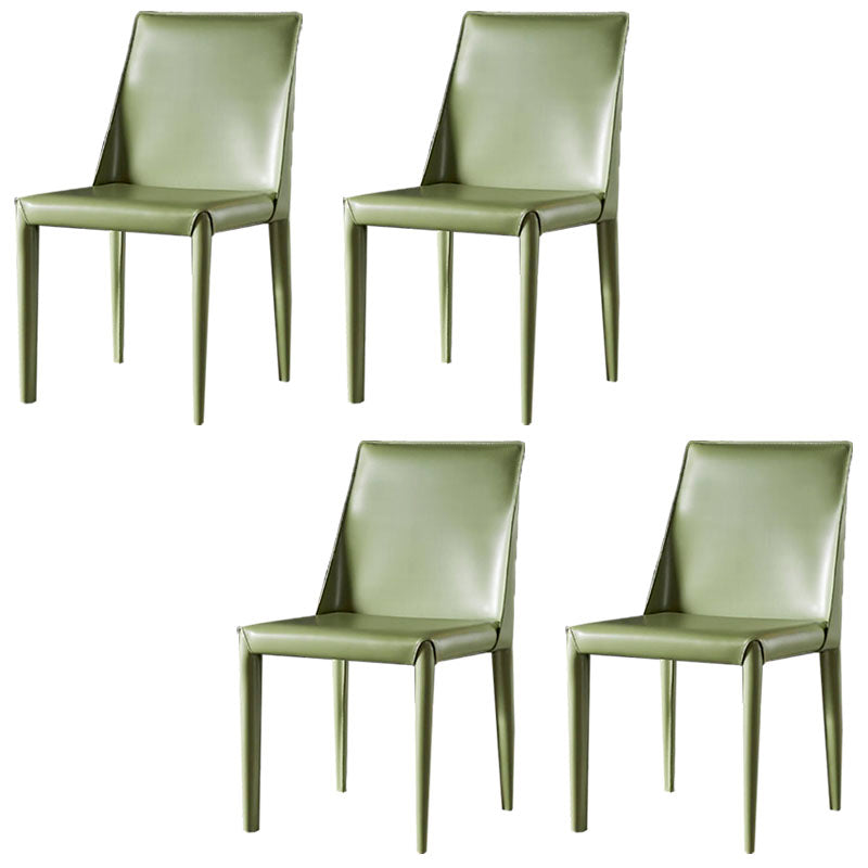 Modern Style Leather Dining Chairs Armless Solid Back Side Chairs for Kitchen Green 4 Piece Set Clearhalo ' kitchen&dining_furn' 'Dining Chairs' 'Dining Tables & Seating' 'dining_chair' 'furn' 'furn_dining_chair' 'Furniture' 'furniture_dining_chair' 'Kitchen & Dining Furniture' 'kitchen' 4156905