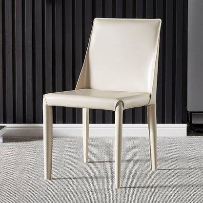 Modern Style Leather Dining Chairs Armless Solid Back Side Chairs for Kitchen White 1 Piece Clearhalo ' kitchen&dining_furn' 'Dining Chairs' 'Dining Tables & Seating' 'dining_chair' 'furn' 'furn_dining_chair' 'Furniture' 'furniture_dining_chair' 'Kitchen & Dining Furniture' 'kitchen' 4156907