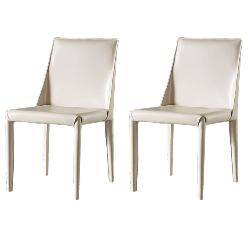 Modern Style Leather Dining Chairs Armless Solid Back Side Chairs for Kitchen White 2 Piece Set Clearhalo ' kitchen&dining_furn' 'Dining Chairs' 'Dining Tables & Seating' 'dining_chair' 'furn' 'furn_dining_chair' 'Furniture' 'furniture_dining_chair' 'Kitchen & Dining Furniture' 'kitchen' 4156908
