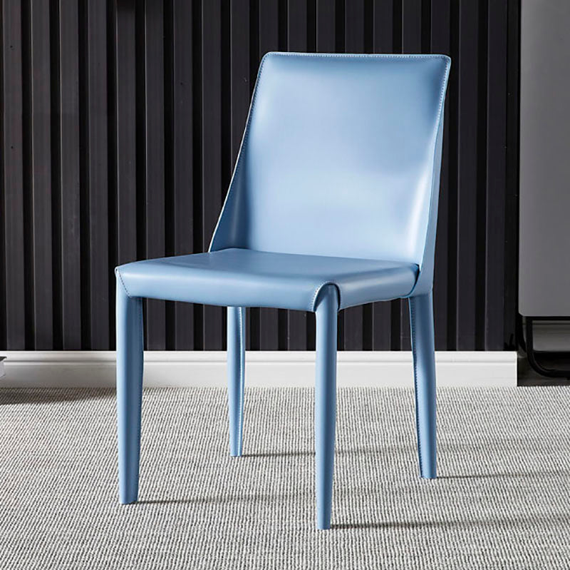 Modern Style Leather Dining Chairs Armless Solid Back Side Chairs for Kitchen Blue 1 Piece Clearhalo ' kitchen&dining_furn' 'Dining Chairs' 'Dining Tables & Seating' 'dining_chair' 'furn' 'furn_dining_chair' 'Furniture' 'furniture_dining_chair' 'Kitchen & Dining Furniture' 'kitchen' 4156910