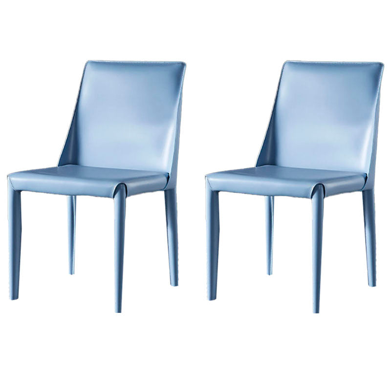 Modern Style Leather Dining Chairs Armless Solid Back Side Chairs for Kitchen Blue 2 Piece Set Clearhalo ' kitchen&dining_furn' 'Dining Chairs' 'Dining Tables & Seating' 'dining_chair' 'furn' 'furn_dining_chair' 'Furniture' 'furniture_dining_chair' 'Kitchen & Dining Furniture' 'kitchen' 4156911