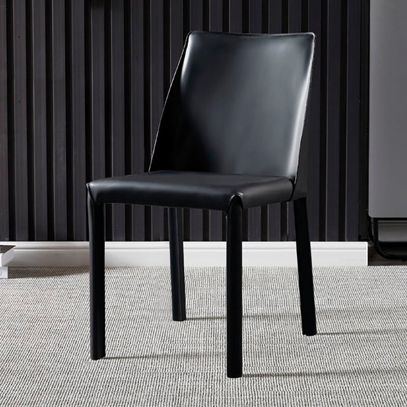 Modern Style Leather Dining Chairs Armless Solid Back Side Chairs for Kitchen Black 1 Piece Clearhalo ' kitchen&dining_furn' 'Dining Chairs' 'Dining Tables & Seating' 'dining_chair' 'furn' 'furn_dining_chair' 'Furniture' 'furniture_dining_chair' 'Kitchen & Dining Furniture' 'kitchen' 4156916