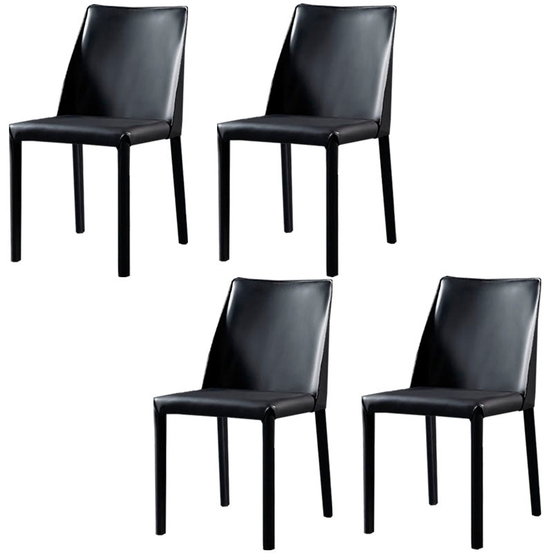 Modern Style Leather Dining Chairs Armless Solid Back Side Chairs for Kitchen Black 4 Piece Set Clearhalo ' kitchen&dining_furn' 'Dining Chairs' 'Dining Tables & Seating' 'dining_chair' 'furn' 'furn_dining_chair' 'Furniture' 'furniture_dining_chair' 'Kitchen & Dining Furniture' 'kitchen' 4156918
