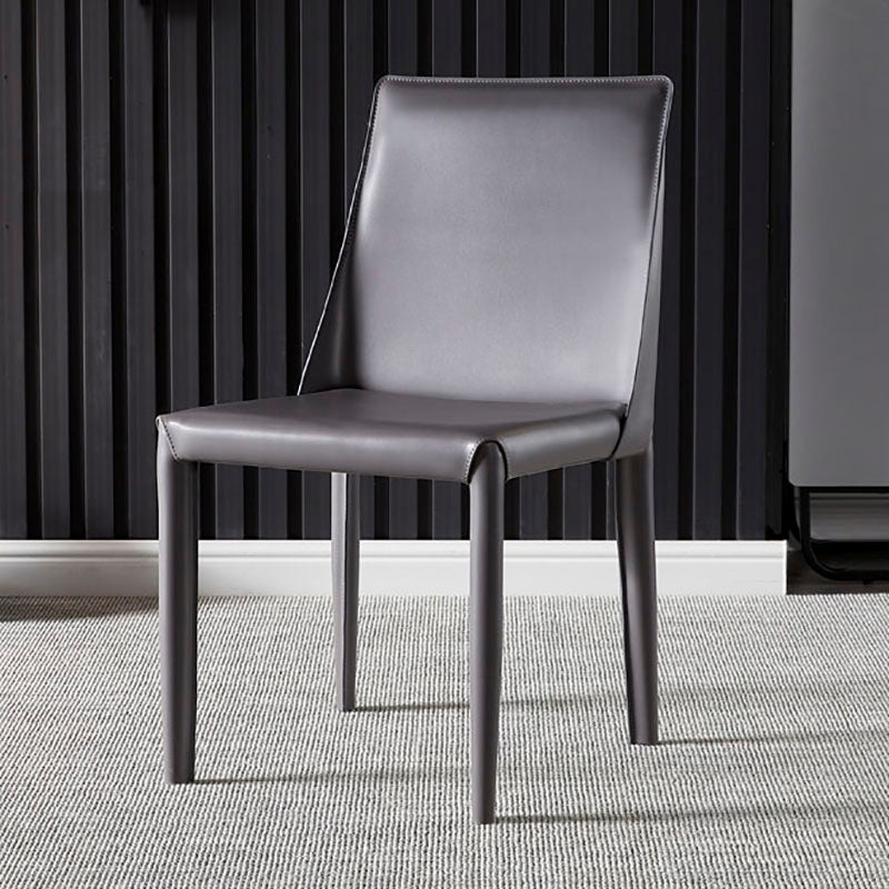 Modern Style Leather Dining Chairs Armless Solid Back Side Chairs for Kitchen Grey 1 Piece Clearhalo ' kitchen&dining_furn' 'Dining Chairs' 'Dining Tables & Seating' 'dining_chair' 'furn' 'furn_dining_chair' 'Furniture' 'furniture_dining_chair' 'Kitchen & Dining Furniture' 'kitchen' 4156919