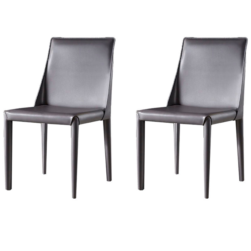 Modern Style Leather Dining Chairs Armless Solid Back Side Chairs for Kitchen Grey 2 Piece Set Clearhalo ' kitchen&dining_furn' 'Dining Chairs' 'Dining Tables & Seating' 'dining_chair' 'furn' 'furn_dining_chair' 'Furniture' 'furniture_dining_chair' 'Kitchen & Dining Furniture' 'kitchen' 4156920