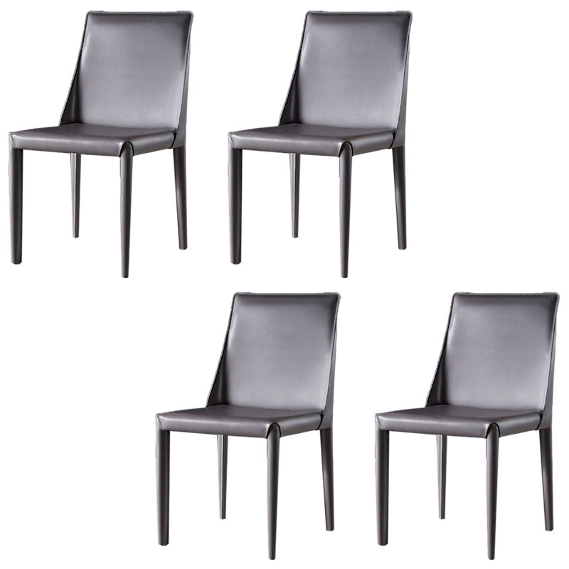 Modern Style Leather Dining Chairs Armless Solid Back Side Chairs for Kitchen Grey 4 Piece Set Clearhalo ' kitchen&dining_furn' 'Dining Chairs' 'Dining Tables & Seating' 'dining_chair' 'furn' 'furn_dining_chair' 'Furniture' 'furniture_dining_chair' 'Kitchen & Dining Furniture' 'kitchen' 4156921