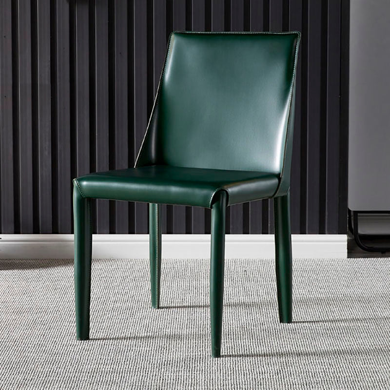 Modern Style Leather Dining Chairs Armless Solid Back Side Chairs for Kitchen Dark Green 1 Piece Clearhalo ' kitchen&dining_furn' 'Dining Chairs' 'Dining Tables & Seating' 'dining_chair' 'furn' 'furn_dining_chair' 'Furniture' 'furniture_dining_chair' 'Kitchen & Dining Furniture' 'kitchen' 4156922